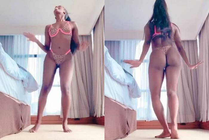 Ao som de Raça Negra, Iza dança só de lingerie