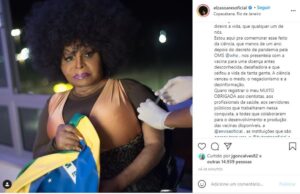 Elza Soares postou foto se vacinando no Rio — Foto: Reprodução/Instagram