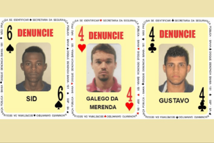 Três homicidas foragidos entram no Baralho do Crime da SSP