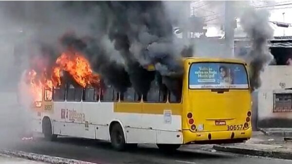 Grupo armado coloca fogo em ônibus na Avenida Suburbana em Salvador