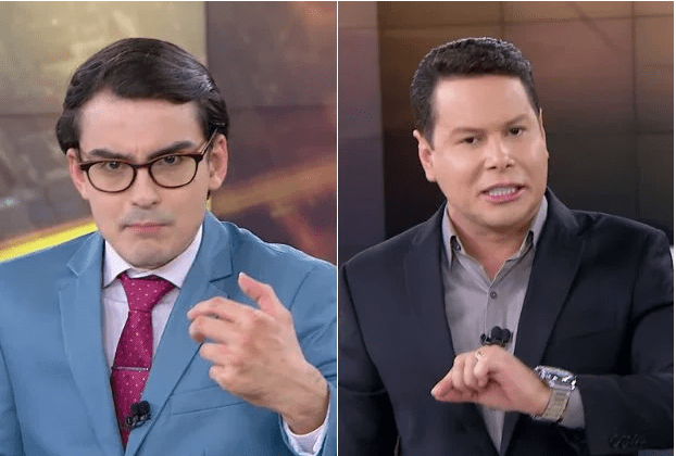 Dudu Camargo e Marcão do Povo na edição desta terça-feira (18) do SBT Notícias; audiência foge de noticiário (Imagens: Reprodução / SBT)