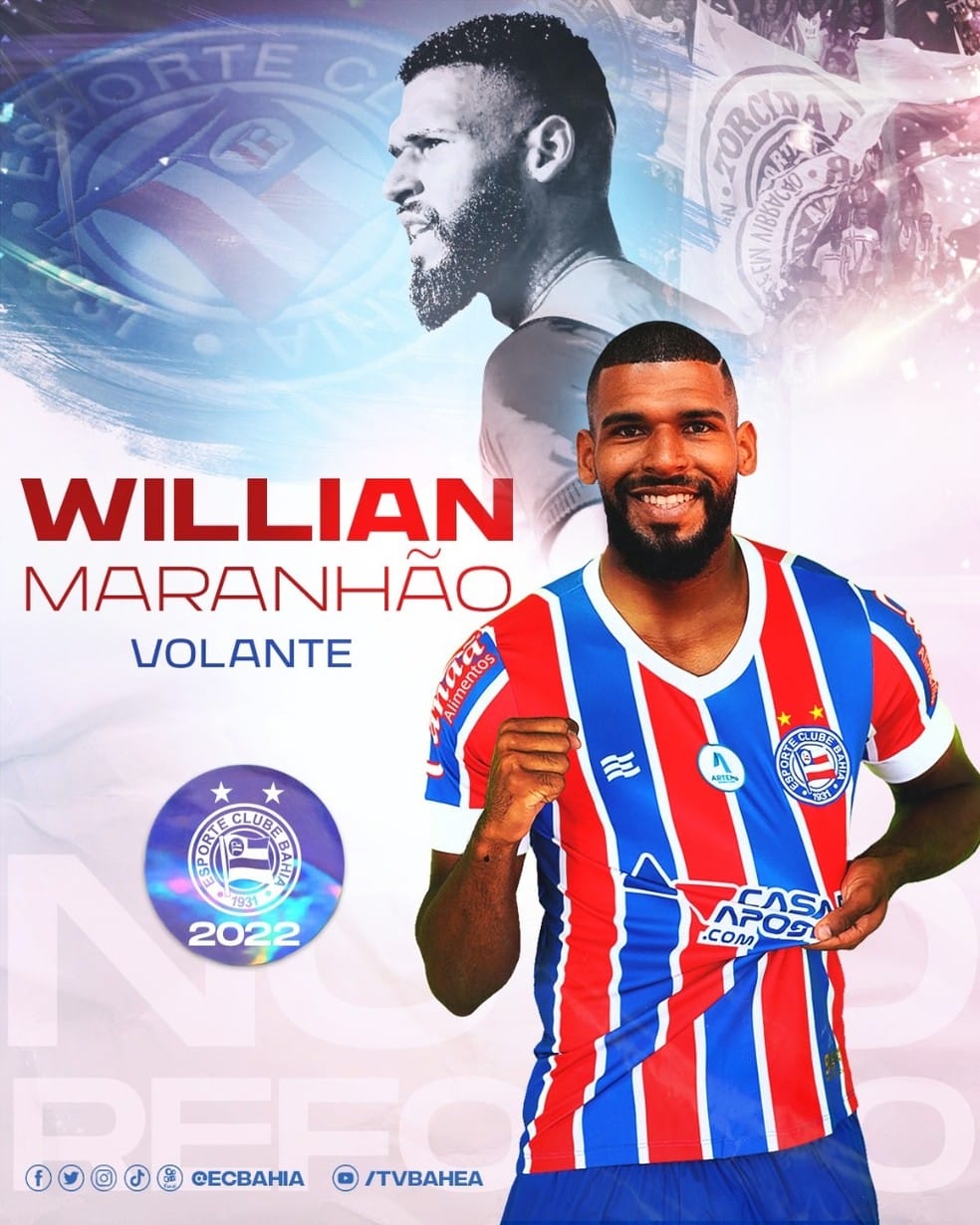 Willian Maranhão, vê Bahia como grande chance, mira títulos e não teme pressão