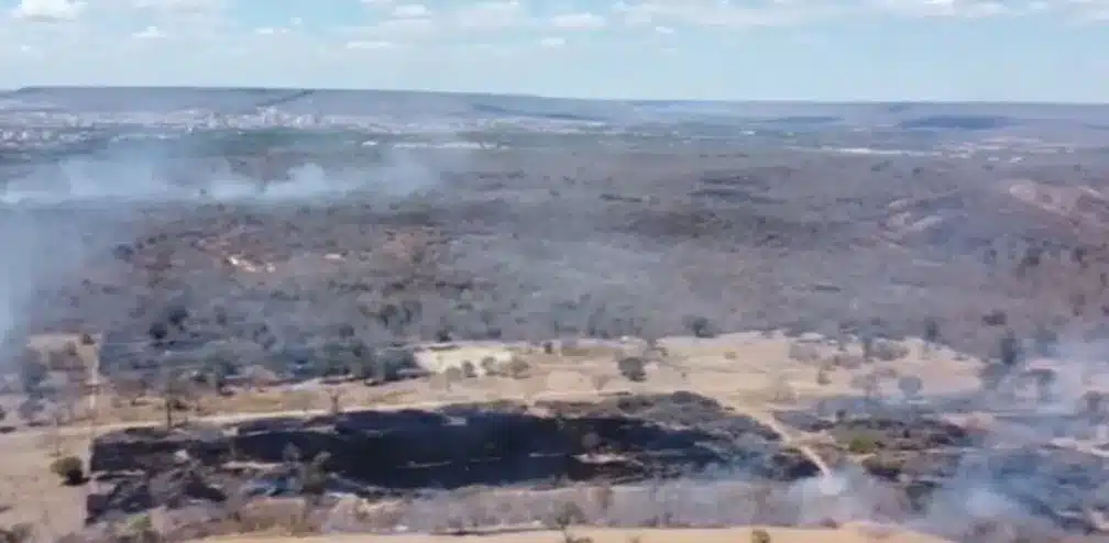 Dois aviões e 40 bombeiros reforçam atuação no combate ao incêndio que atinge vegetação no oeste da Bahia