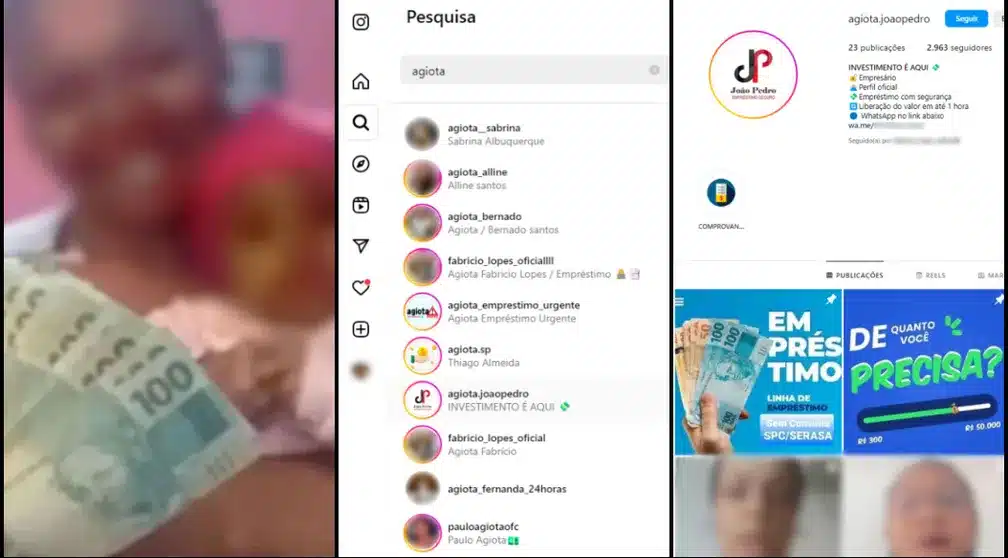 Perfis no Instagram oferecem empréstimo de dinheiro facilitado — Foto: Reprodução