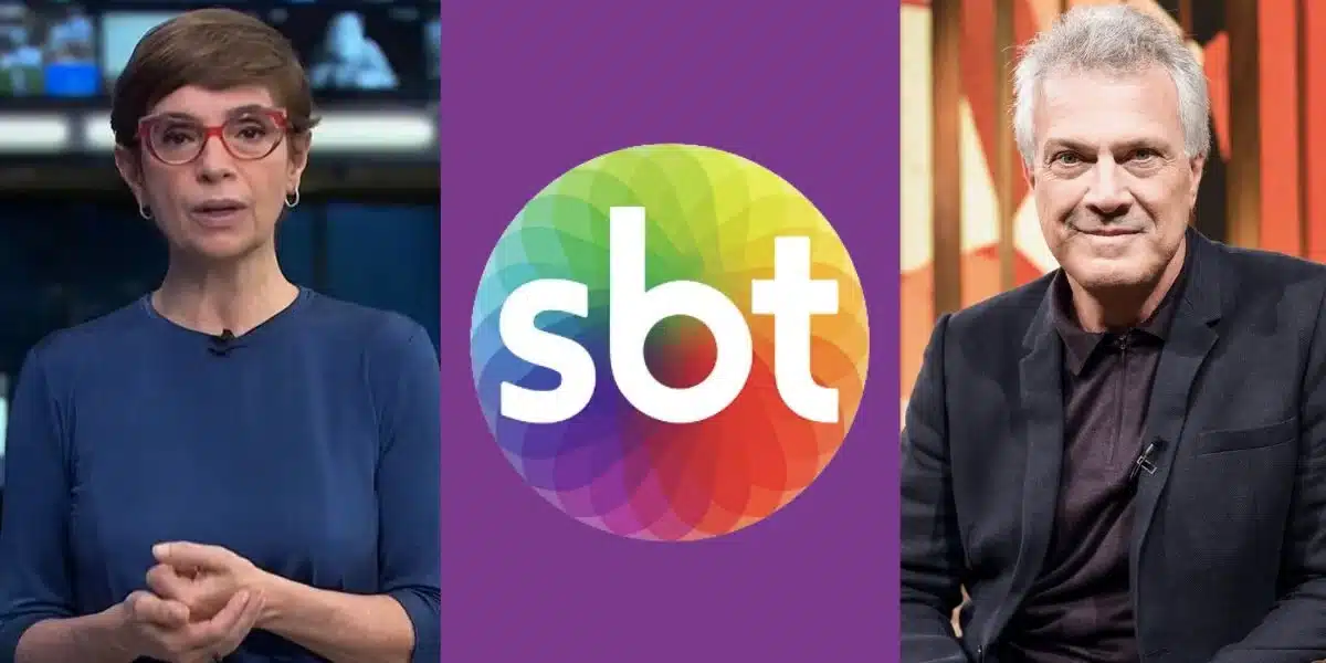 Renata Lo Prete no Jornal Globo, logo do SBT e Pedro Bial (Fotos: Reproduções / Globo / Internet)