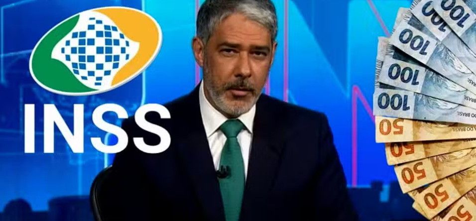 William Bonner anuncia pagamento relâmpago do INSS em edição do JN (Foto Reprodução/Montagem/TV Foco/Lennita/Canva/Globo)