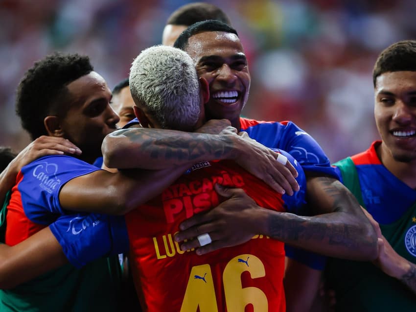 Jogadores do Bahia comemoram gol contra o Atlético-MG (Foto: Letícia Martins / EC Bahia)