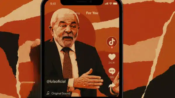 Ilustração do presidente Luiz Inácio Lula da Silva (PT) no feed do TikTok • Ilustração gerada por IA