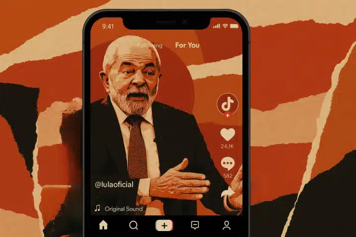 Ilustração do presidente Luiz Inácio Lula da Silva (PT) no feed do TikTok • Ilustração gerada por IA
